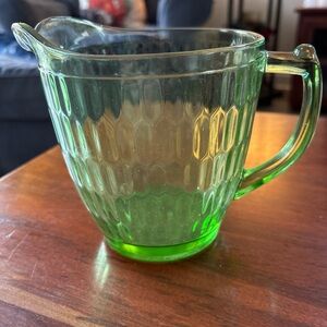 1930’s Green Depression Glass Jeanette Hex Optic Honeycomb 36 oz Juice Pitcher